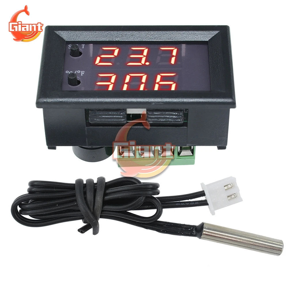 Blue W1218 Thermostat 12V NTC Probe Controller 3-Digit Display Replace W1209WK 