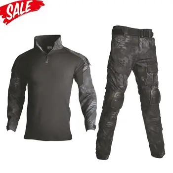 

Tactical Military Combat Uniform Multicam Shirt + Pant Elbow Knee Pads US Army Military clothing Black Camo Suit Hunting Clothes