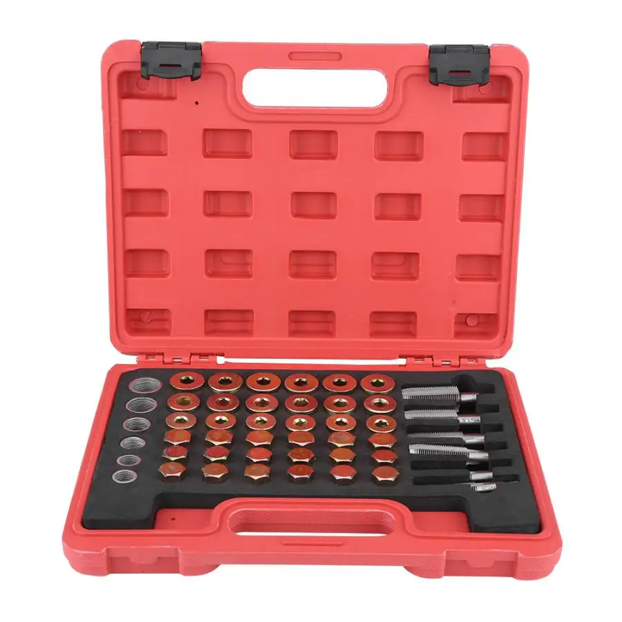 

114Pcs Oil Pan Thread Repair Kit Sump Gearbox Drain Plug Tool Set M13 M15 M17 M20 M22 Household tool