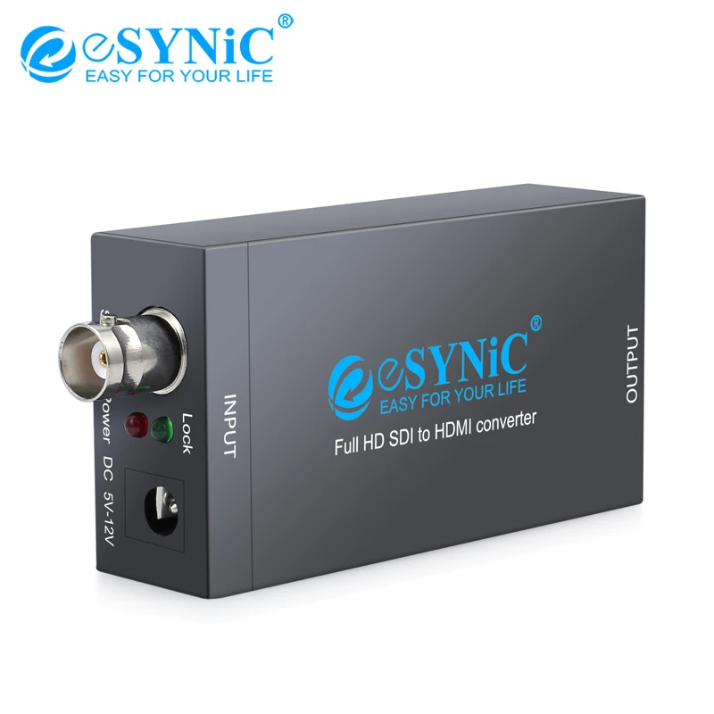 

eSYNiC SDI To HDMI Converter 5V-12V Support SD-SDI/HD-SDI/3G-SDI For Display HDTV Projector Audio Video Adapter Full HD 1080P
