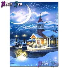 5d landscape Diamond Painting Square\Round Rhinestone  Embroidery Mosaic Lighthouse snow mountain moon pictures Home Decoration
