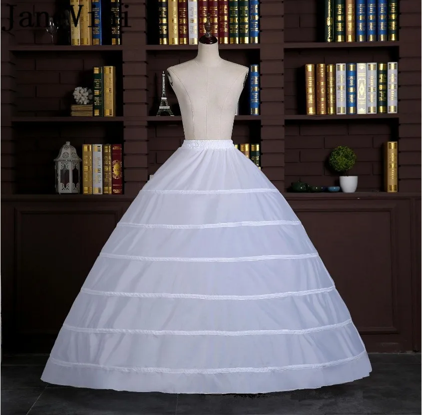 JaneVini большой пышный подъюбник длинные юбки 6 Hoops белые свадебные пышные платья кринолин подюбки Lange Onderrok