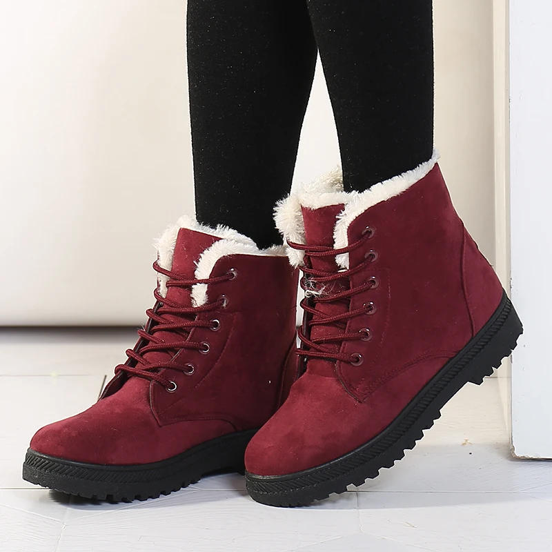 NEW Women Boots Winter Ankle Boots for Women Winter Shoes Female Snow Botas Mujer Warm Plush Shoes Woman Plus Size 44