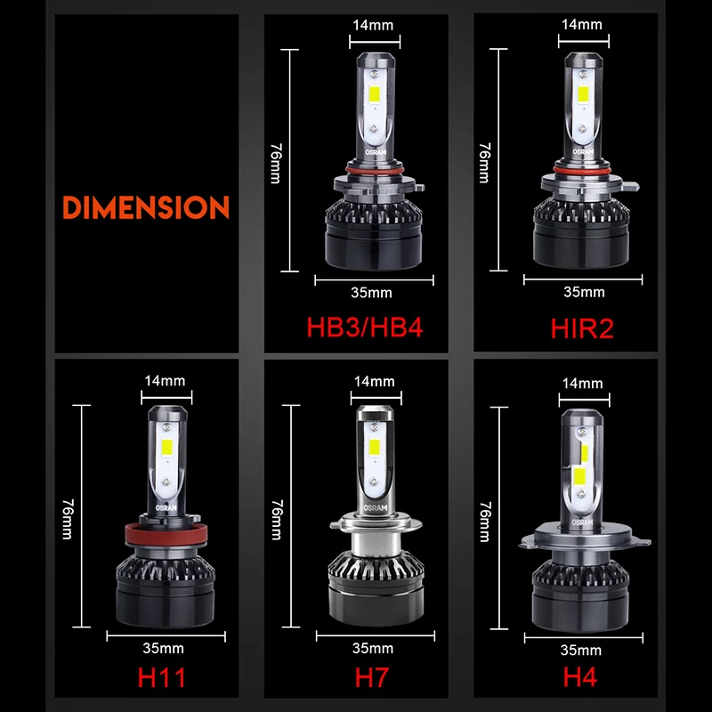 Лампа светодиодная OSRAM H7 9005 9006 HB3 HB4 6000K h1 9012 HIR2 HB2 H11 H4|Передние LED-фары для авто| |