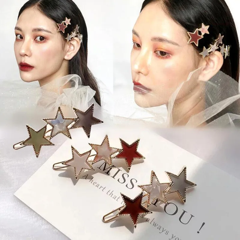 

Fashion Pentagram Hair Clip Sweet Side Clip Acetate Bangs Hairpin Headwear for Women Children Hairgrip Barrette Hair Accessories