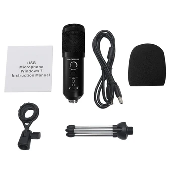 

USB Microphone Metal Gaming With Tripod Stand Conference PC Computer Plug And Play Studio Recording Built In Reverb For Laptop