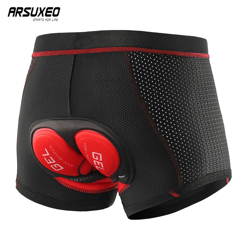 ARSUXEO Men Bicycle Bike Cycling Shorts Gel Padded Sport Pants Shockproof Trunks