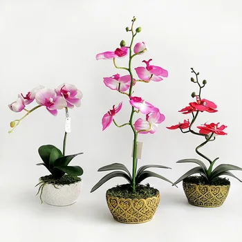 

High Imitation Handmade Butterfly Orchid Zhigan Model Preserved Fresh Flower Bonsai Flower Potted Plant Set Decoration