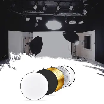

110cm 5 in 1 Round collapsible Reflector Photography Studio Photo handhold portable photo disc/ Flash Diffuers