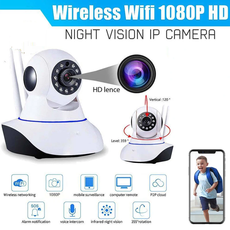 

1080P Wireless IP Camera Upgraded Home Security Mini Wifi Camera Smart Surveillance Two Way Audio Night Vision 2MP Baby Monitor