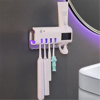 

Solar Energy Automatic UV Light Ultraviolet Toothbrush Sterilizer Toothpaste Dispenser Toothbrush Holder Wall Mounted