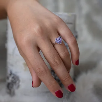 

S925 Silver Women's Korean Edition Fashion Personality simple Heart-shaped Ring Ladies Accessories Wholesale