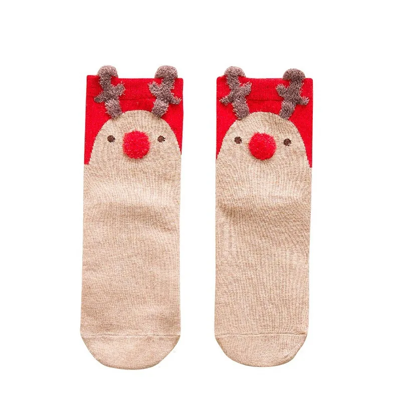 Xmas Pattern Elk Cotton Socks Christmas Decoration for Home Christmas Gift Pendant Hanging Ornament New Year Decoration