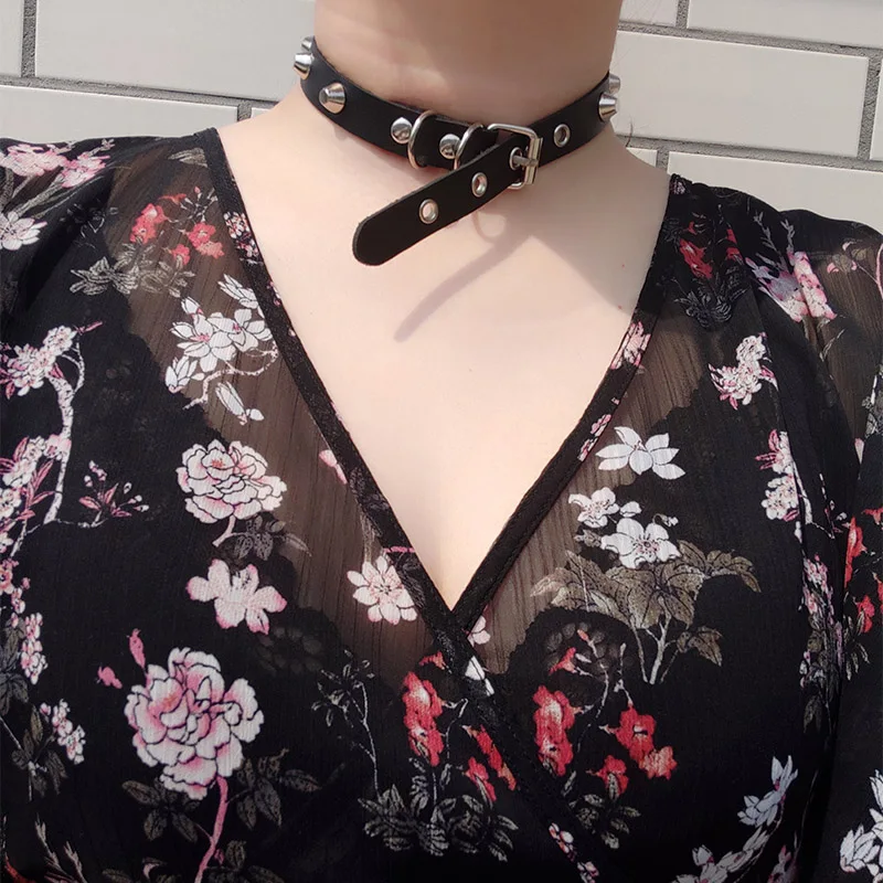 Hot Punk Harajuku Collar Rivets Choker Necklace PU Leather Bracelet Goth Handmade Neck Jewelry wristband