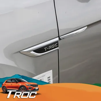 

Car original side door wing emblem badge sticker Trim With T-roc logo For Volkswagen T-Roc Troc 2018 2019 2020 Car Styling