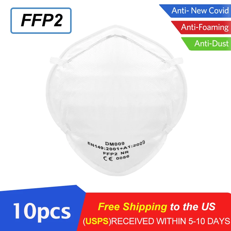 

10pcs FFP2 Mask personal Protective Face Mask Anti-dust Non-woven Mouth Cover Safety Breathable Earloop mask for adults(instock)