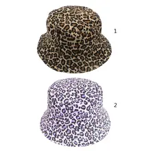 Унисекс Солнцезащитная Панама контрастная цветная леопардовая двухсторонняя Двусторонняя Складная хип-хоп Рыбацкая Кепка