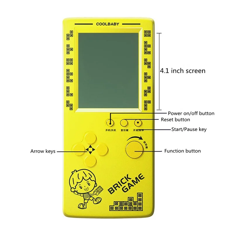 2022  Portable  Retro Gaming Tetris Console 4.1 Inch Large Screen Children's Nostalgic Pocket Game Console Kids Game Toys