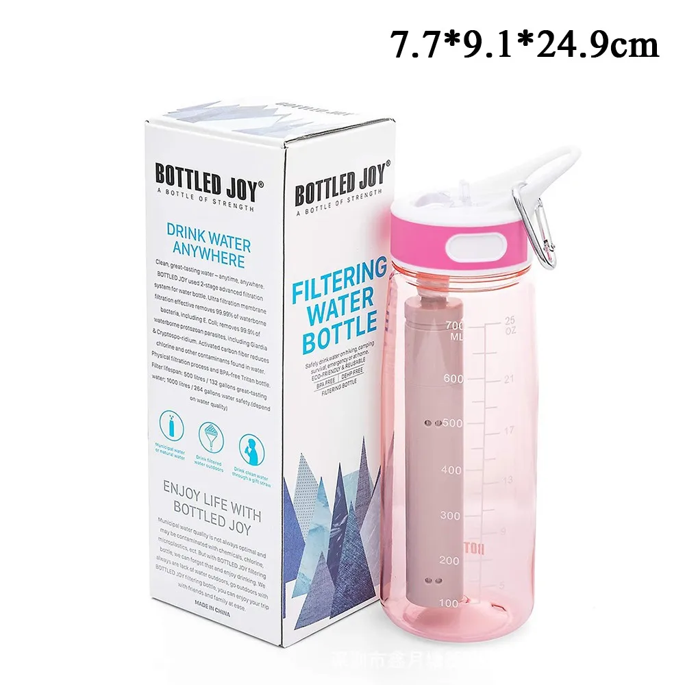 

800ML Filter Water Bottle with Straw for Outdoor Water Purification TRITAN Plastic BPA Free