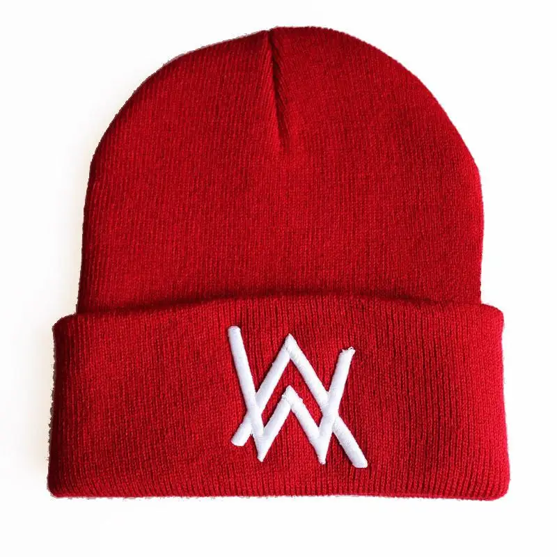 Alan Walker DJ Beanie Мужская и женская новая шапка с вышивкой Повседневные шапки в стиле хип-хоп Мультяшные Модные женские и мужские Skullies Прямая поставка Горячая Распродажа - Цвет: Красный