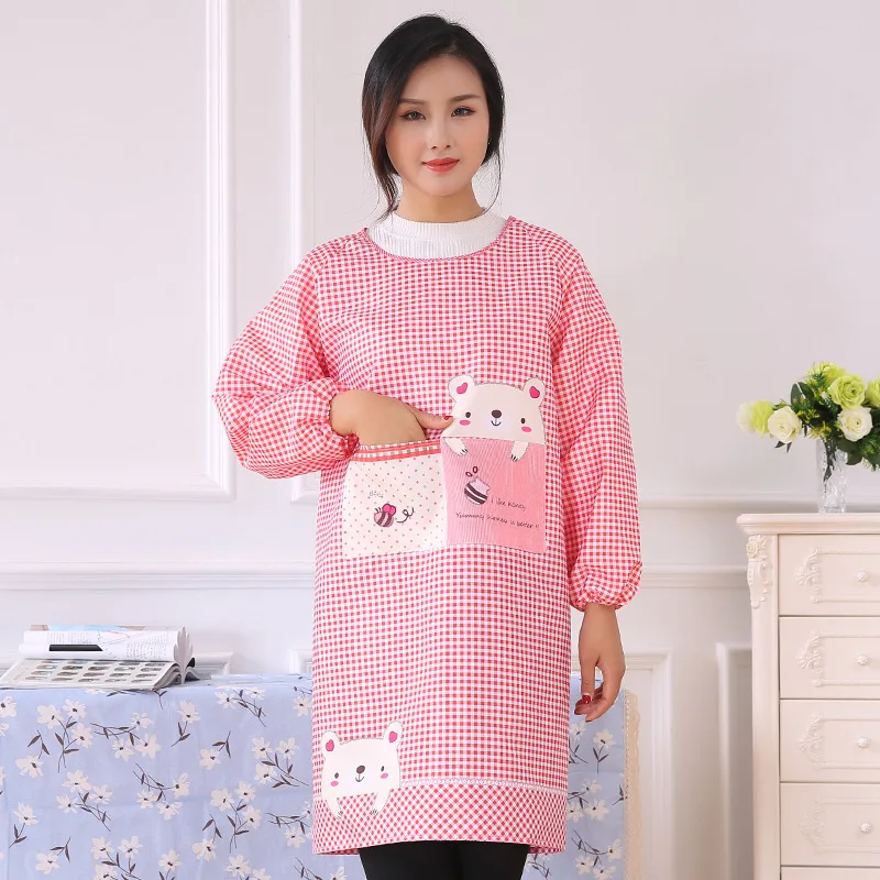 Кухонный Фартук противообрастающий милый халат с длинными рукавами для взрослых