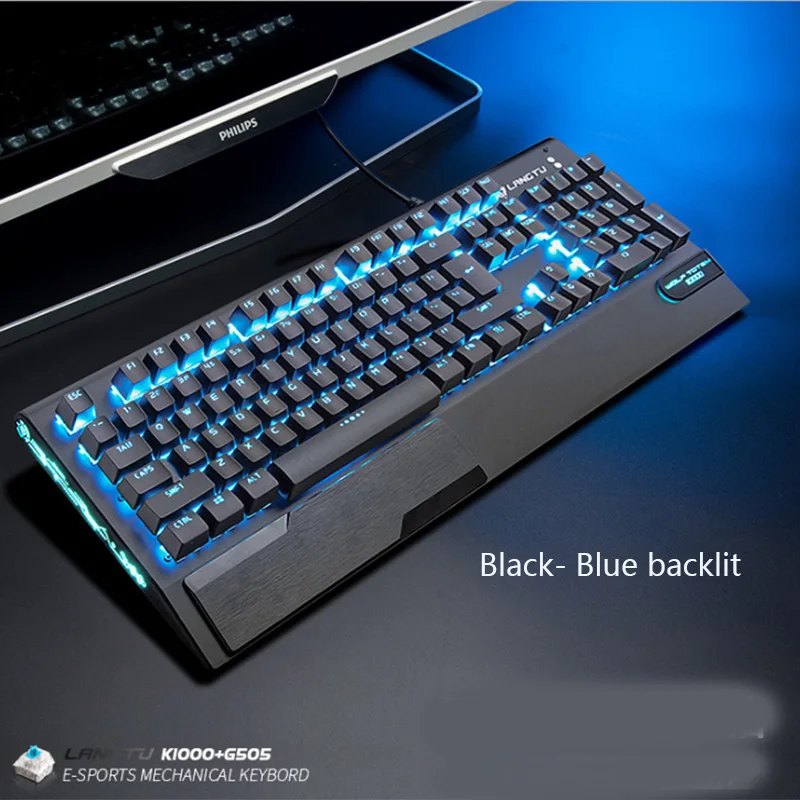 Clavier Gaming mécanique X1000, panneau métallique USB filaire, avec repose- poignet, clavier rétroéclairé LED et interrupteur bleu - AliExpress