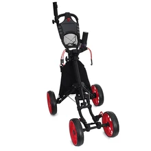 

Folding Aluminum Alloy Golf Trolley 4 Wheels Golf Bag Pull Push Cart Umbrella Cup Holder Adjustable Trolley with Footbrake