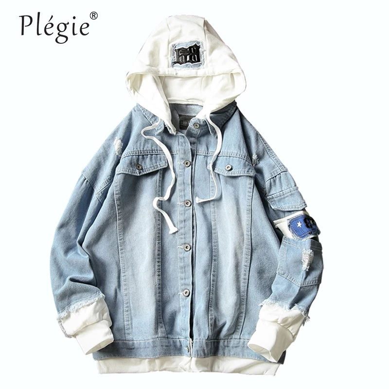 

Oversized Hooded Denim Jacket 2019 Autumn Winter Hooded Jeans Coat Jacket Plus Size 4XL 5XL Hip Hop Streetwear Jeans Jacket