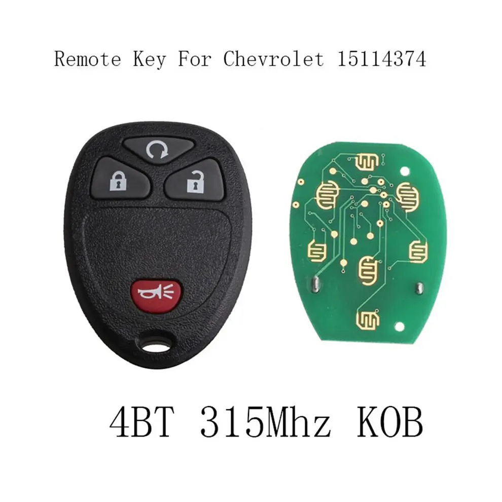 

2pcs 4 Buttons Keyless Entry Remote Car Key Fob Control KOBGT04A 315MHz Replacement for Chevrolet Car Accessories