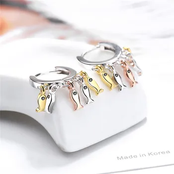 

Qikaola Cute 3 Color Little Fish Stud Earring Authentic 925 Sterling Silver Earring For Women Fashion Jewelry CME446