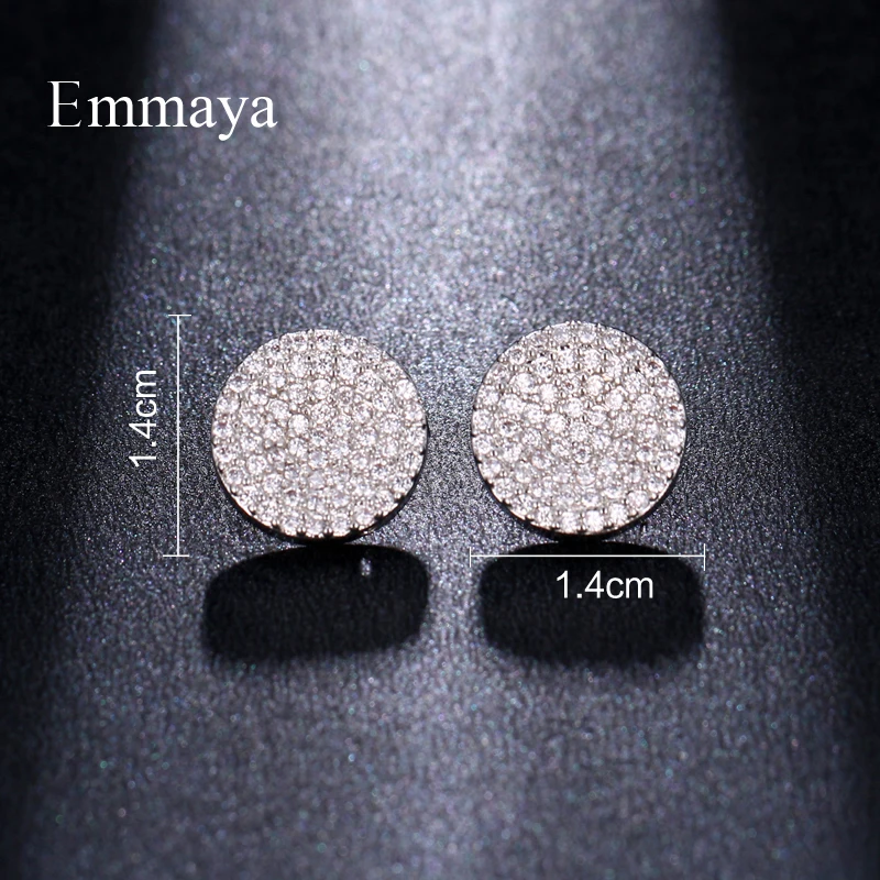Emmaya классический стиль маленький диск форма с кубическим цирконием посеребренные личности для женщин Роскошные серьги изысканные подарки