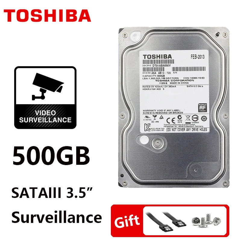 Внутренний жесткий диск TOSHIBA 500 Гб для наблюдения 3 5 &quotDVR NVR CCTV HDD SATA 5700 об/мин 32 м