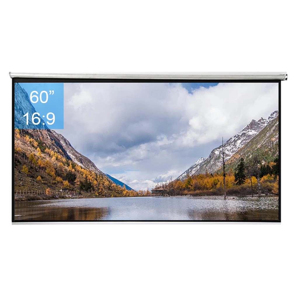 

60inch 16:9 Wall Mounted Matte White Projection Pull Down HD Screen Canvas LED Projector Screen For Home Theater office