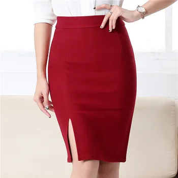 

Summer Women Skirt Pencil Midi Spring Elastic High Waist Office Bodycon Split Knitted Skirt Elegant Bandage Female Ladies Skirts