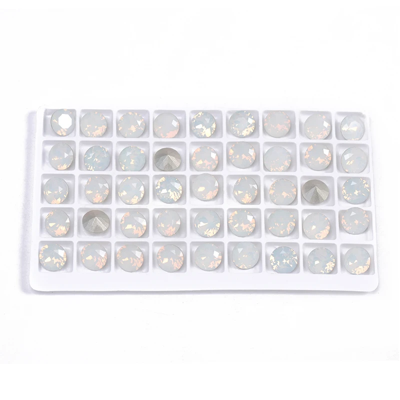 YANRUO 1357 All Sizes White Opal Brilliant Cut Sewing Stones Point Back Strass Crystal Craft Rhinestones For Jewelry Making