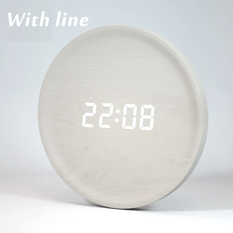 Line-White color СВЕТОДИОДНЫЙ цифровой Настольный будильник, зеркальные полые настенные часы, современный дизайн, настенные часы для дома, гостиной, украшения, подарок, краткое - Цвет: Line-White color