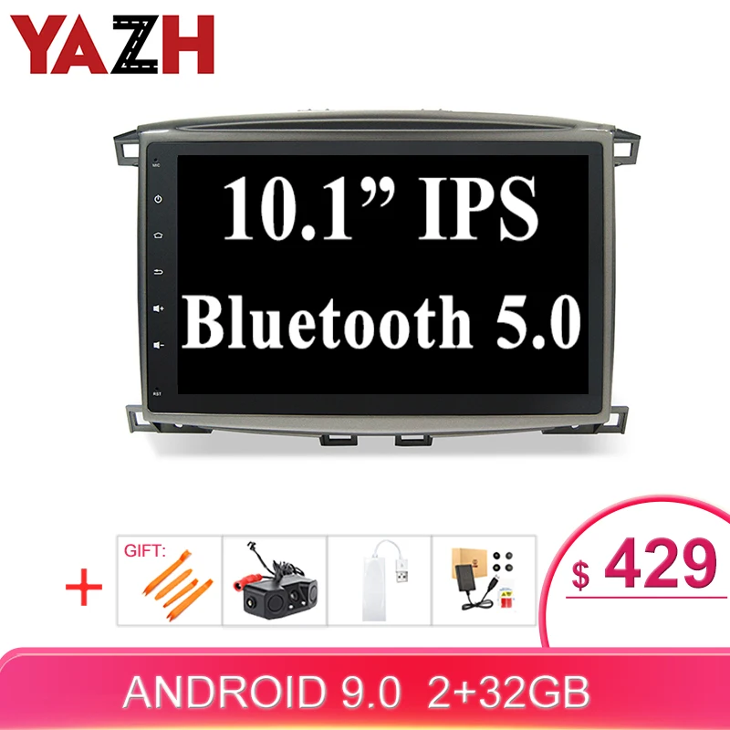 Автомагнитола YAZH Android 9 0 Pie для Toyota Land Cruiser 100 /Lexus LX470 2002 2003 с 10 1 дюймовым IPS дисплеем
