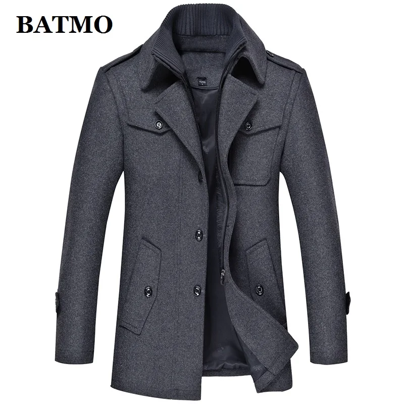 

BATMO wool trench coat men ,new arriavl winter thicked wool jackets,men's warm coat plus-size M-4XL 1393
