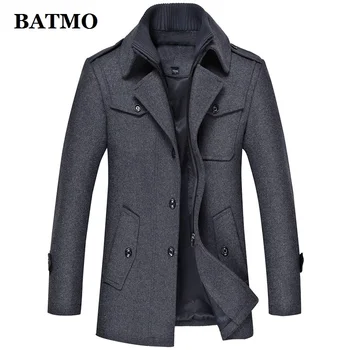 

BATMO wool trench coat men ,new arriavl winter thicked wool jackets,men's warm coat plus-size M-4XL 1393