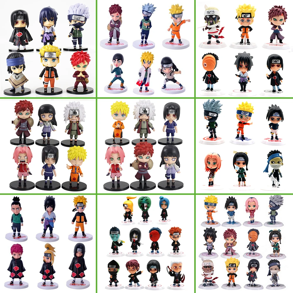 Экшн фигурка Аниме Наруто 6 шт./лот игрушки Q style Zabuza Haku Kakashi Sasuke Naruto Sakura ПВХ экшн