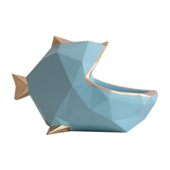 

New-Resin Fish Statue Figurine for Tabletop Home Office Mobile Phone Tools Candy Storage Box Ornaments Home Decor