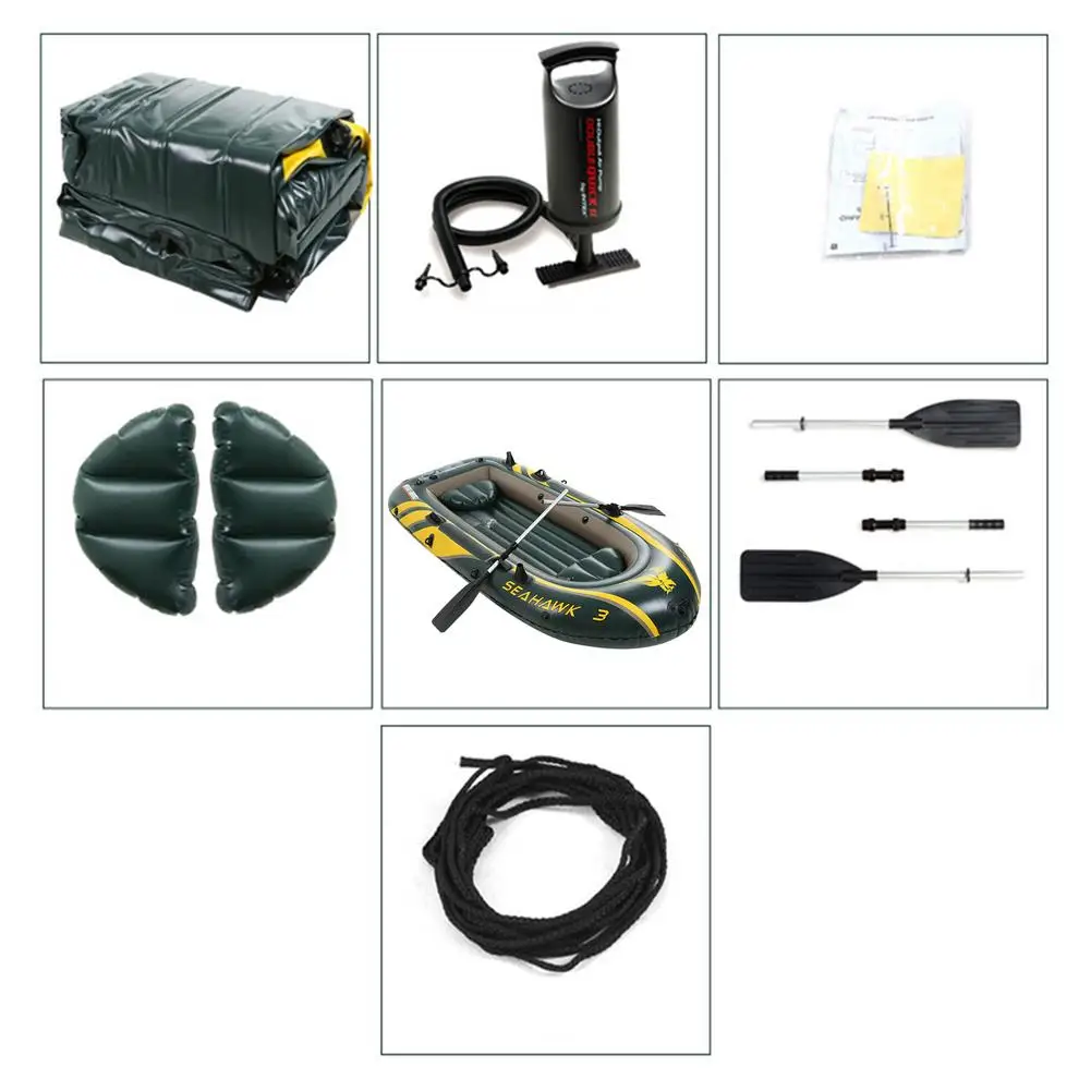 Foldable Iatable Boat Set Portable Thickened Floating Rafts Assault Boat 2-3 Man PVC Canoe Fishing Equipments