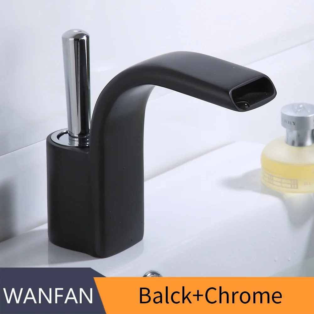 Balck and Chrome Смеситель для раковины для ванной комнаты, смеситель для раковины, Золотой смеситель с краном, смеситель с одной ручкой на одно отверстие, смеситель для горячей и холодной воды, кран 855815 - Цвет: Balck and Chrome
