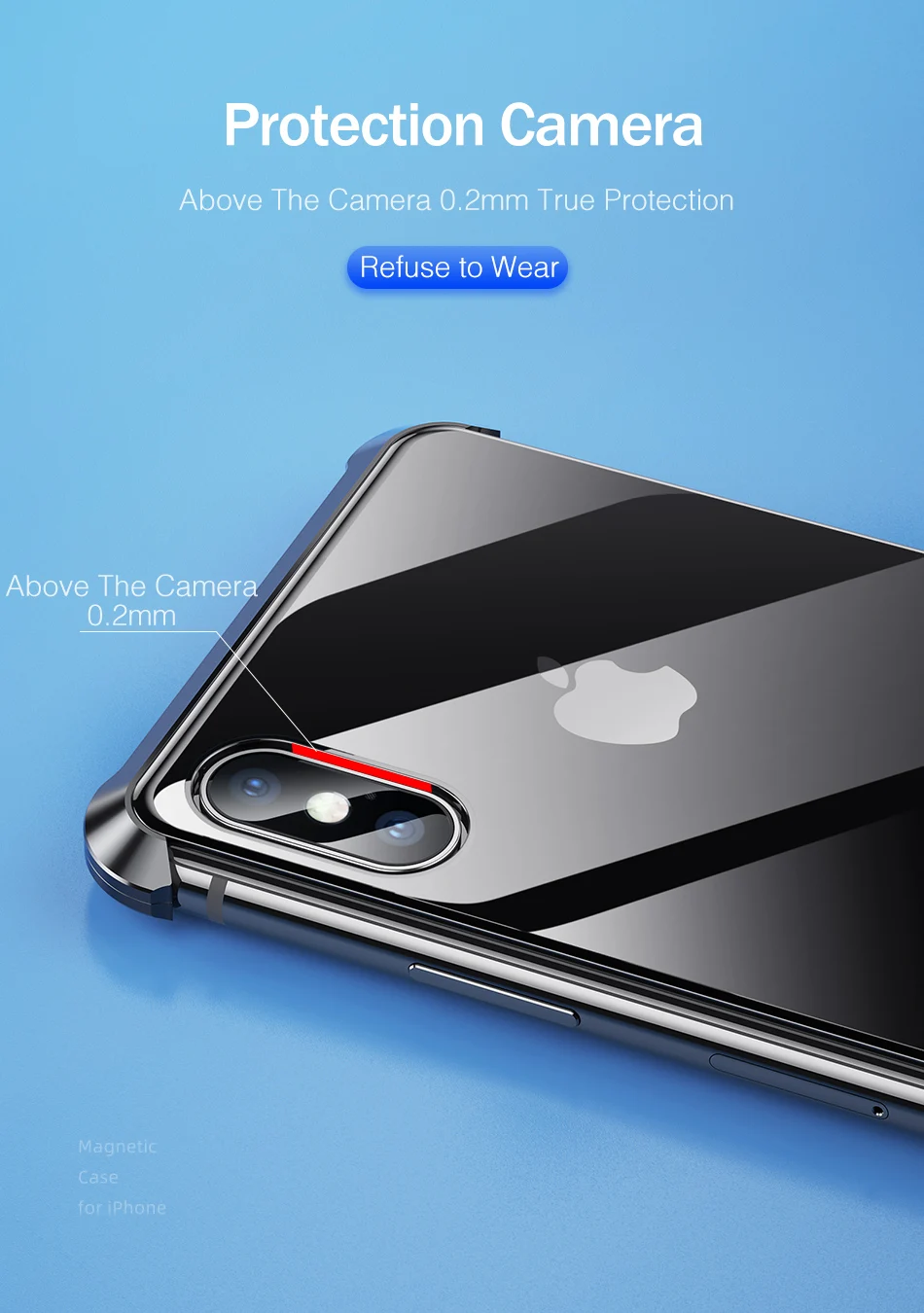 Магнитный чехол для iPhone X XS Max XR YKZ, металлический магнит, адсорбция, закаленное стекло, защитный чехол для телефона, чехол для iPhone 8, 7 Plus