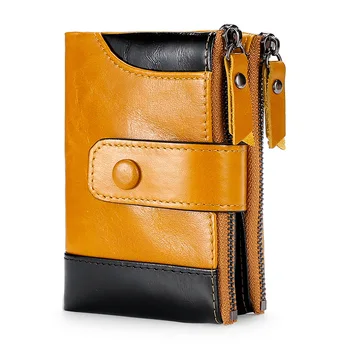

Women's Short Wallet Genuine Leather Wallet Two-fold Wallet Korean Version Of Mini Cowhide Wallet Women New Fashion Coin Purse