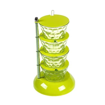 

Convenient Rotatable Spice Jars Case Practical Seasoning Box Storage Container for Home Kitchen (Green 4 Layers)