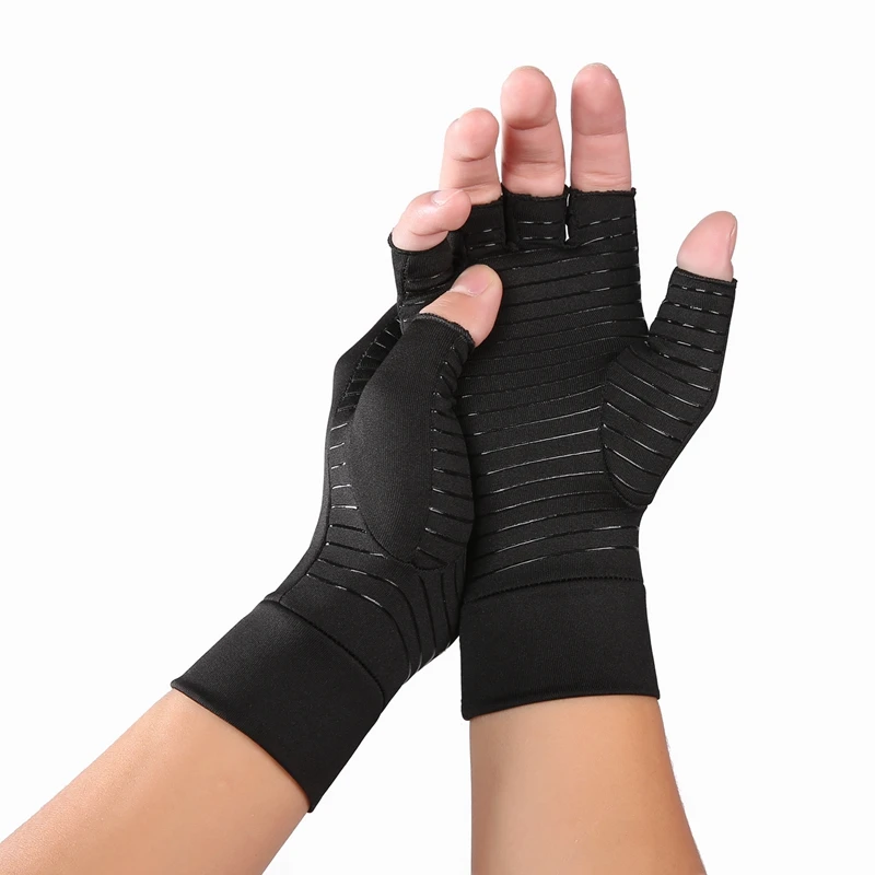 

WorthWhile 1 Pair Compression Arthritis Gloves For Women Men Joint Pain Relief Half Finger Brace Therapy Wrist Support Anti-slip