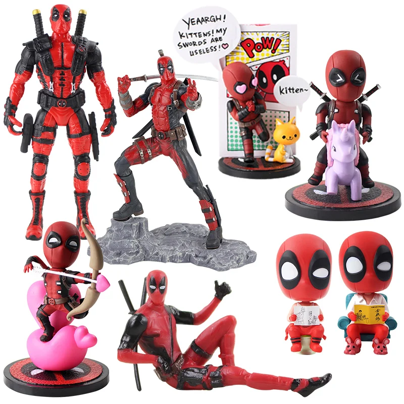 

7-34cm Anime Super Hero Deadpool Cupid arrow Riding Unicorn Pvc Action figure Model Toys Collection Doll gifts for kids