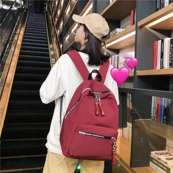 

School Style Nylon Shoulder Bag Simple Fashion Solid Color Travel Bag Teenage Boys and Girls Schoolbag