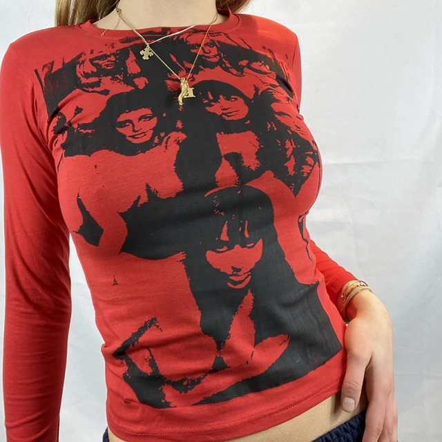 Y2k 女性用長袖tシャツ,90年代の古着,パンク,グランジ,ゴシック,原宿,ストリートウェア,秋|Tシャツ| - AliExpress